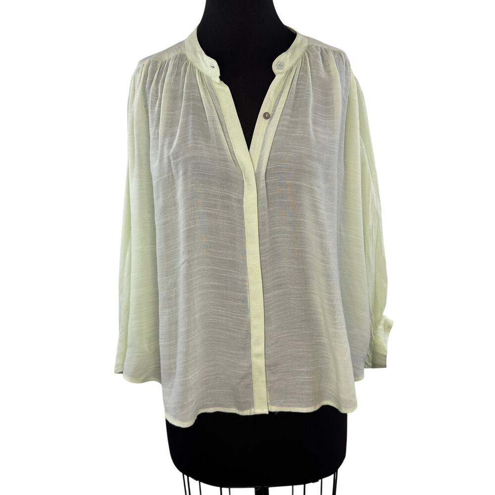 Anthropologie MAEVE Brynna Light Green Blouse Dolman Button-Up Size L Large